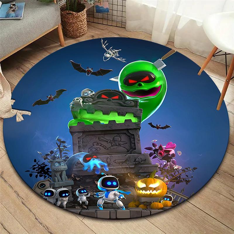 ASTRO BOT Runder Teppich, Teppich für Wohnzimmer Schlafzimmer Sofa Spielzimmer Dekoration, Rutschfeste Bodenmatte