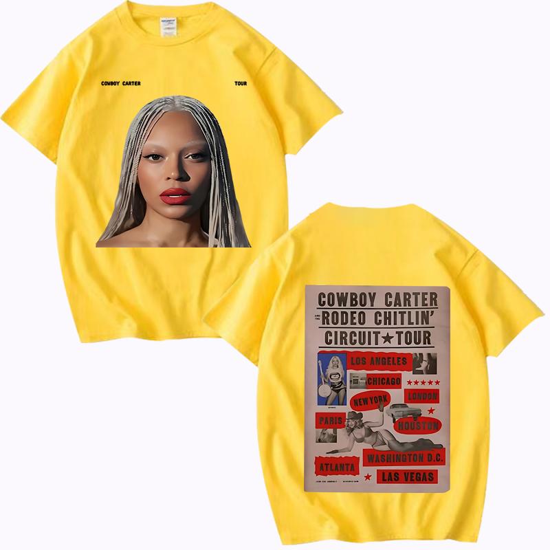 Beyoncé Cowboy Carter Tour 2025 TShirt Men Women Oversized 100% Cotton Hot Sale Short Sleeve Summer Print Unisex Plus Size Tops