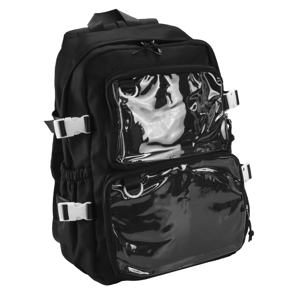 

Рюкзак Ita Bag Oshikatsu Live Event 2 уровня с прозрачным карманом и украшением большой емкости [MulaF] (черный)