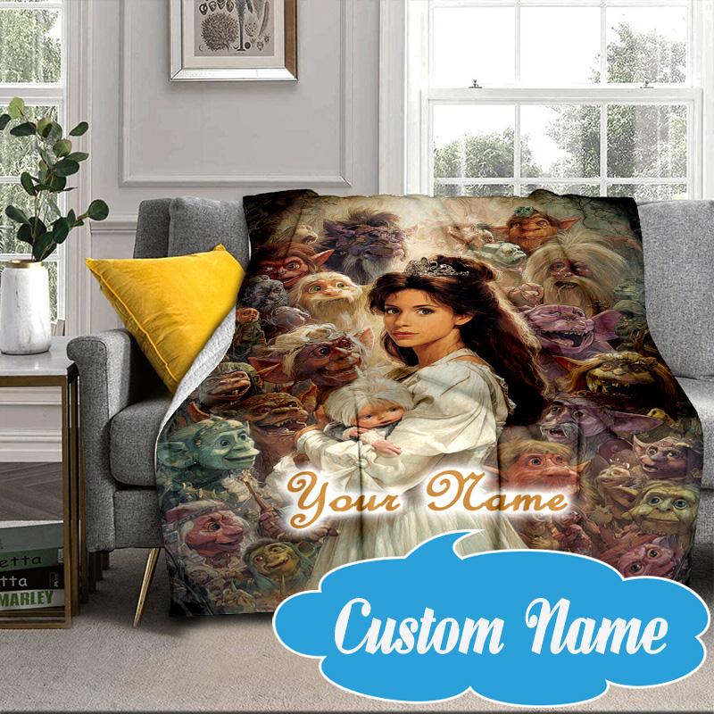Custom Name Fantasy Labyrinth Adventure Blanket bed sofa Blanket Flannel Blanket for Camping, Hiking, Picnic Essentials,gift for Fan family