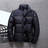 Men Cotton Coat Stand Collar Long Sleeve Patchwork Color Cotton-Padded Jacket with Pockets Zipper Placket Windproof Cuffs Cotton Outwear