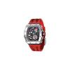 Tsar Bomba Men's Business Watch 50M Waterproof Skeleton Stainless Steel Tonoface Luminous Japanese Movement Red Silicone Band