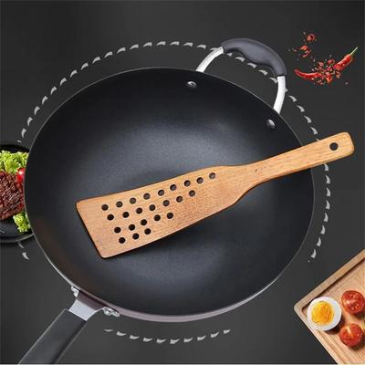 Advanced Manual Curved Spatula With Holes, Wooden Spatula For Kitchen Cooking Utensils Egg Cakes Fish Spatula