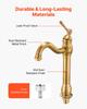 Single Handle Sink Faucet, Solid Brass Single Handle Kitchen Faucet, 1 or 3 Hole Kitchen Faucets with Push-Button Drain, Suitable for Bathroom, RV,