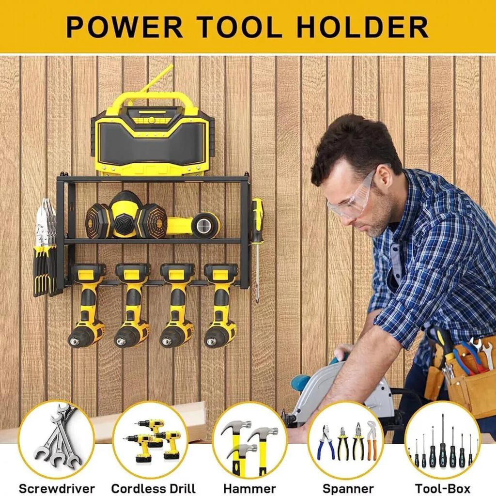 3/4 Layers Wall Mounted Electric Tool Storage Rack Heavy-duty Floating Tool Rack Handheld Electric Drill Metal Storage Rack