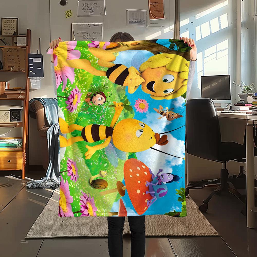 Maya the Bee Print Flannel Blanket,High Quality Comfortable for All Seasons,Home Decor,Warmth and Comfort,Perfect for Christmas Gifts