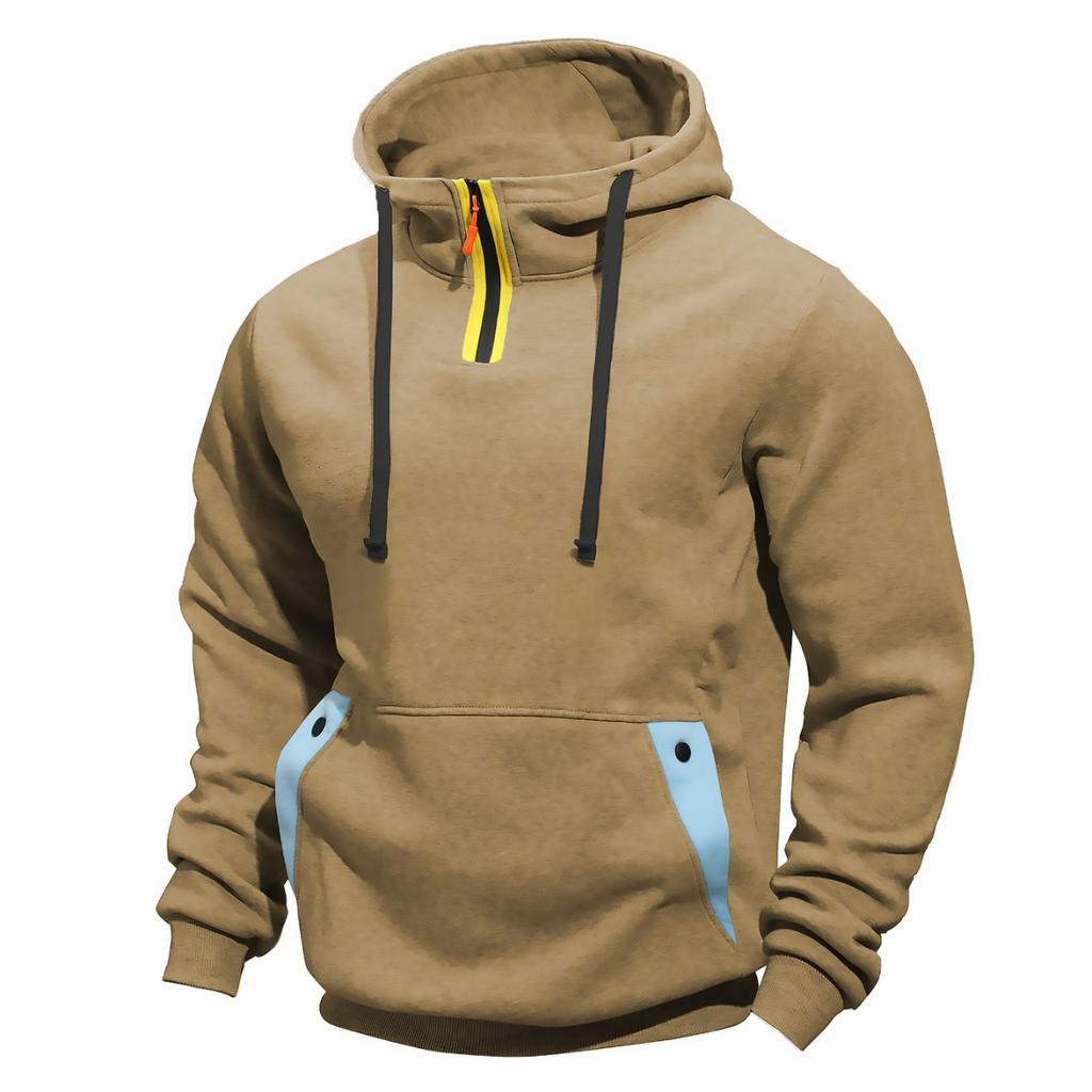 Men's, Loose-fitting, Sweatshirts, Fleece Sweatshirts, Lapels, Hoodies, Casual, Patchwork Sweatshirts, Hooded Jackets