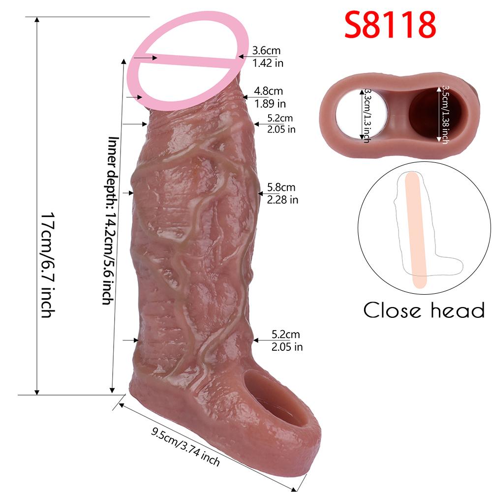 SXXY Adult Reusable Silicone Dick Sleeve Sex Toys Cock Sheath Penis Extender For Men Delay Ejaculation Cock ring Sex Shop Condom