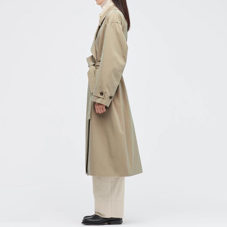Uniqlo U Series Solid Color Belt Detail Mid-Length Trench Coat Women Coats Khaki 444021-33