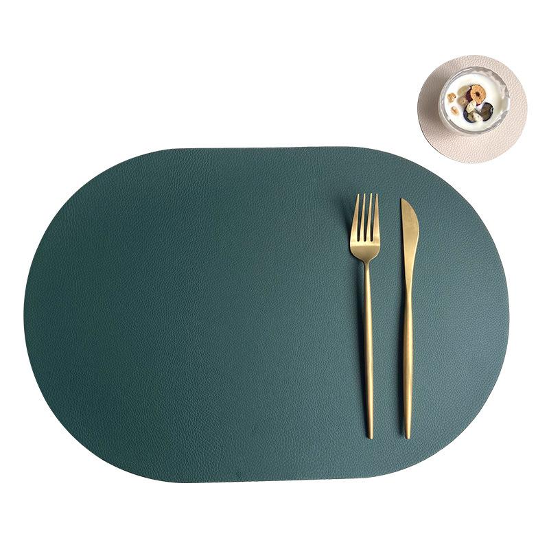 Nordic Elliptical Double-sided Tableware Pad Placemat PU Leather DiningTable Mat Heat Insulation Placemats Disc Coaster Placemat