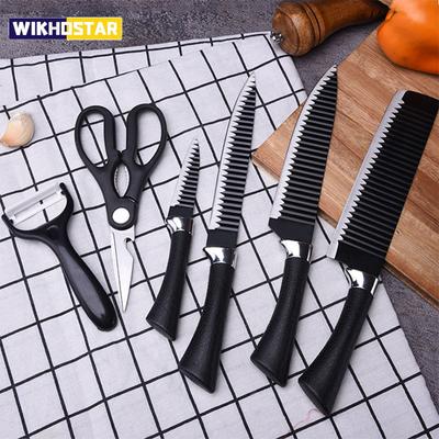 6 Pieces Stainless Steel Ergonomic Design Precision Cutting Non-Stick Coating Knife Set