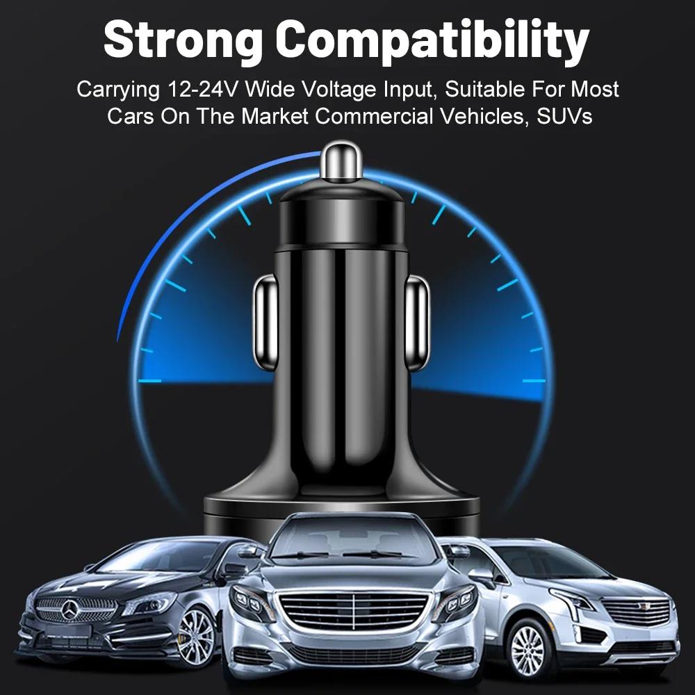 100W 6 Ports Car Charger Fast Charging PD QC3.0 USB C Car Phone Charger Type C Adapter In Car For iPhone Samsung Huawei Xiaomi