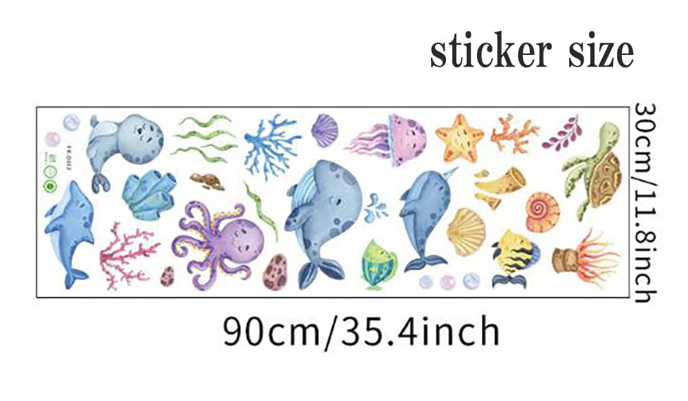 Umely Wall Stickers for Height Glass Sea Wallpaper Stickers Kids' Rooms, Chart, Animals, Giraffe, Creatures, Nursery, Jellyfish, Kindergarten, Boys,