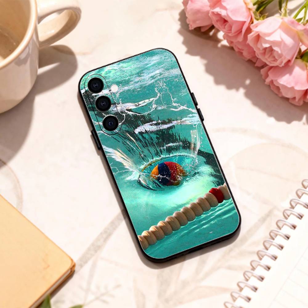 Splash W-Wasserball Sport Handyhülle Für Samsung Galaxy A73,A72,A71,A70,A53,A52,A51,Andere Weiche Schwarze Hülle