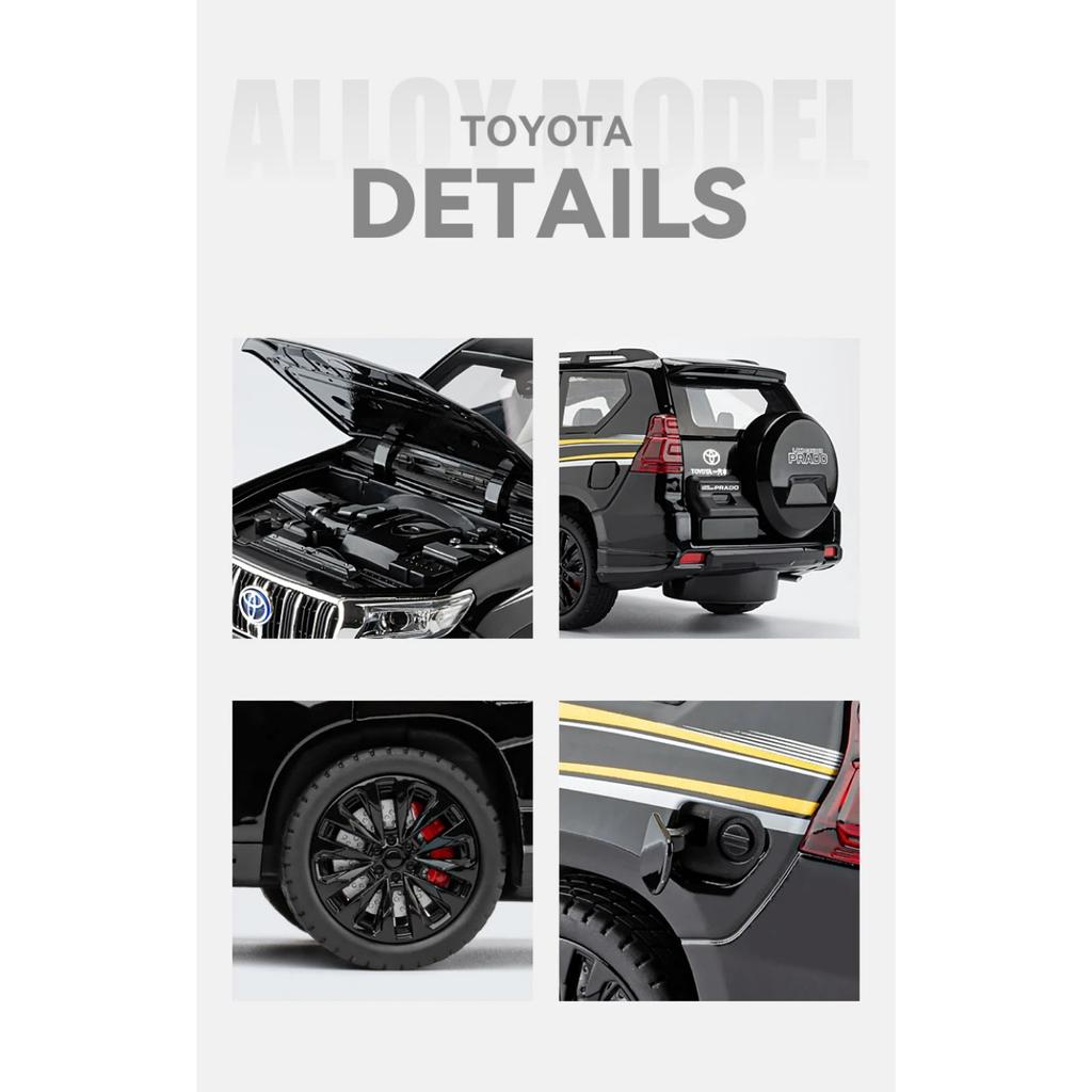1/18 Toyota Prado Land Cruiser SUV Legierung Automodell Druckguss Metall Spielzeug Geländewagen Automodell Ton und Licht Kindergeschenk