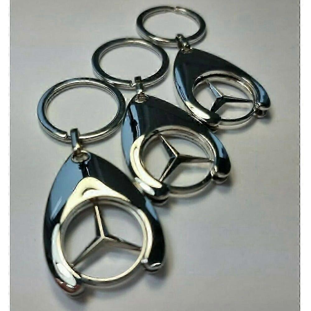 3x Mercedes-Benz ORIGINAL Schlüsselanhänger Einkaufschip Einkaufswagen glänzend