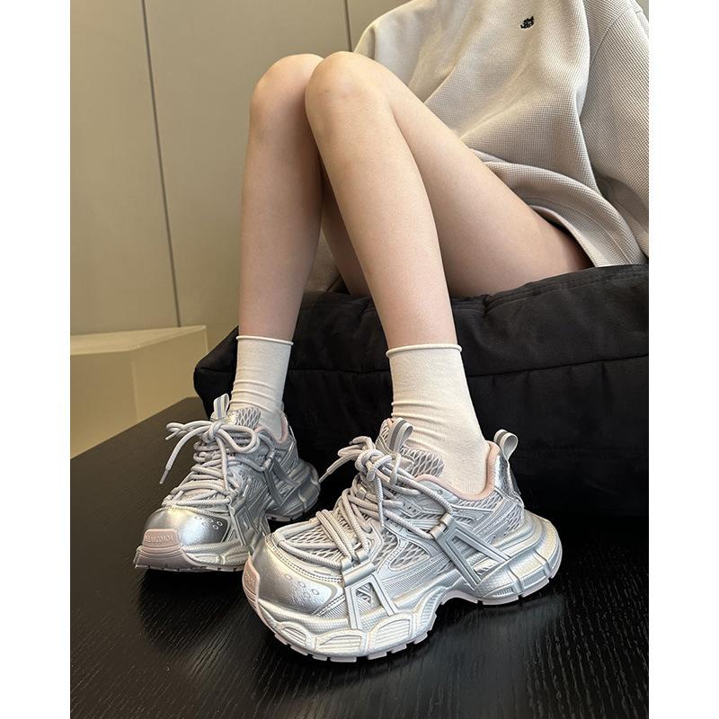 

Spring and summer Meimei~ pointed goods personalized mesh breathable white platform dad shoes women s jogging casual shoes sports shoes 35
