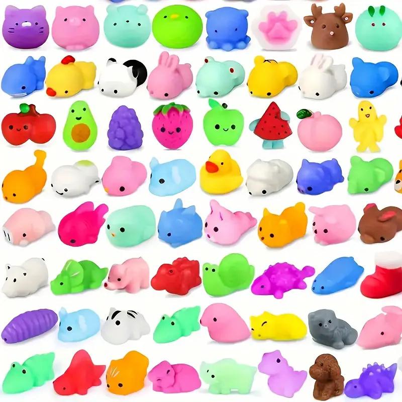 24Pcs Cute Kawaii Animal & Fruit Squeeze Toys Soft Stress Relief Pop Fidgets for Youngsters & Adults Perfect Party Favors Gifts