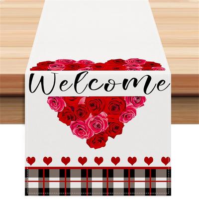 Rose  Linen Table Flag Valentine'S Day Table Decoration Tablecloth Cushion Tablecloth Home Fabric