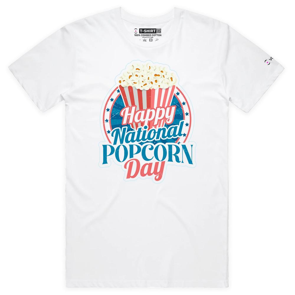 VOICEART Национальный день попкорна Смешная графическая футболка с дизайном премиум-качества 2XL