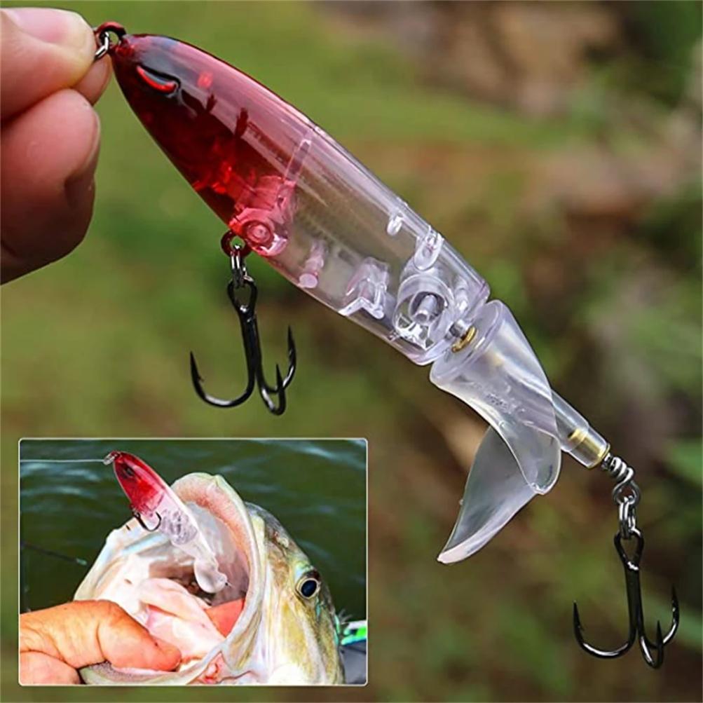 14cm Topwater Fishing Lure Whopper Popper Artificial Bait Hard Plopper Soft Rotating Tail Fishing Tackle Fishing Bait