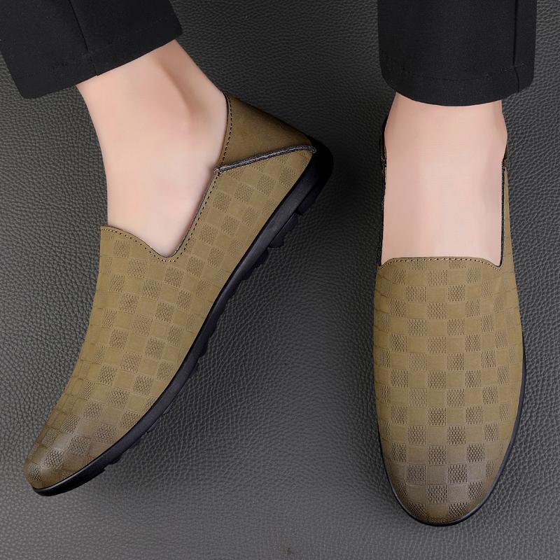 Daily Loafers Shoes Men Genuine Leather Soft Sole Solid Color Lightweight Breathable Classic Business Casual Men Shoes