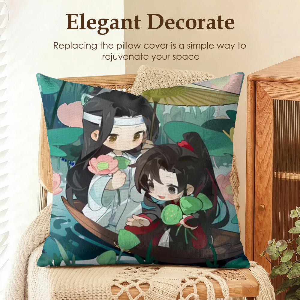 MMo DDao ZZu SShi Cushion Cover Natural Linen Organic Fabric DoubleSided Printing Sofa Home Decor Gift Pillow Case