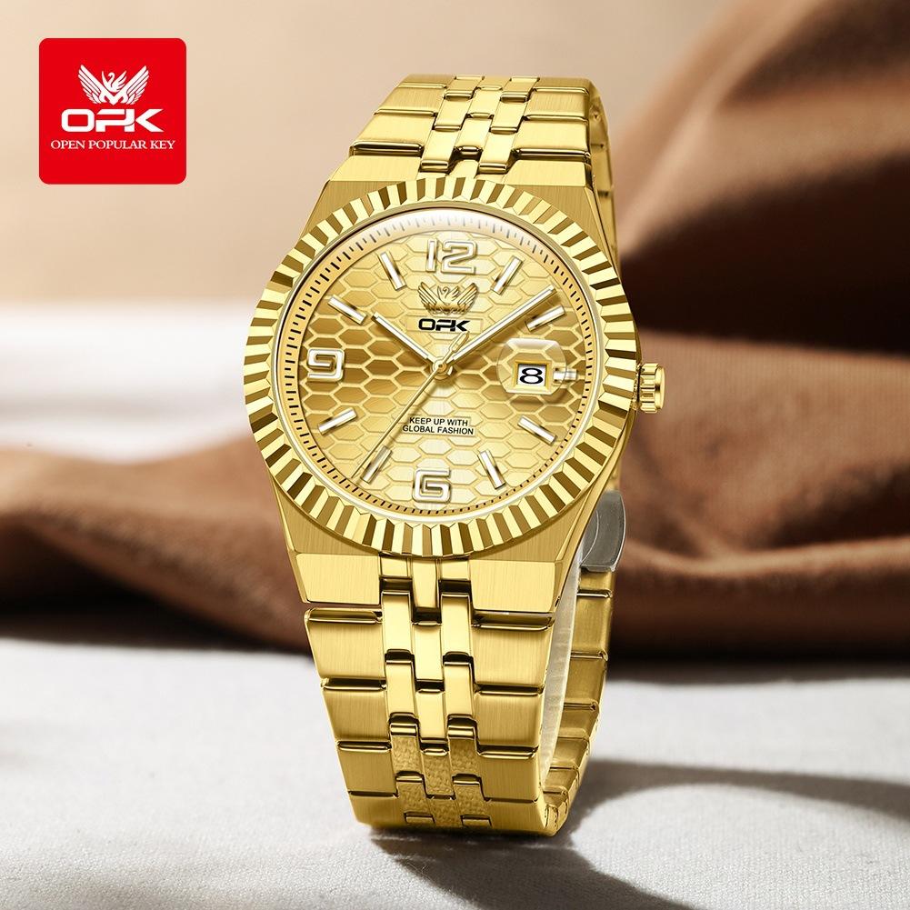 OPK Brand Watch Simple Atmosphere Quartz Watch Single Calendar Luminous Waterproof Men's Watch Men's Watch