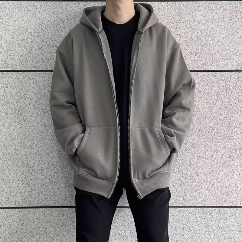 Men's Versatile Solid Color Zipper Cardigan Hoodie