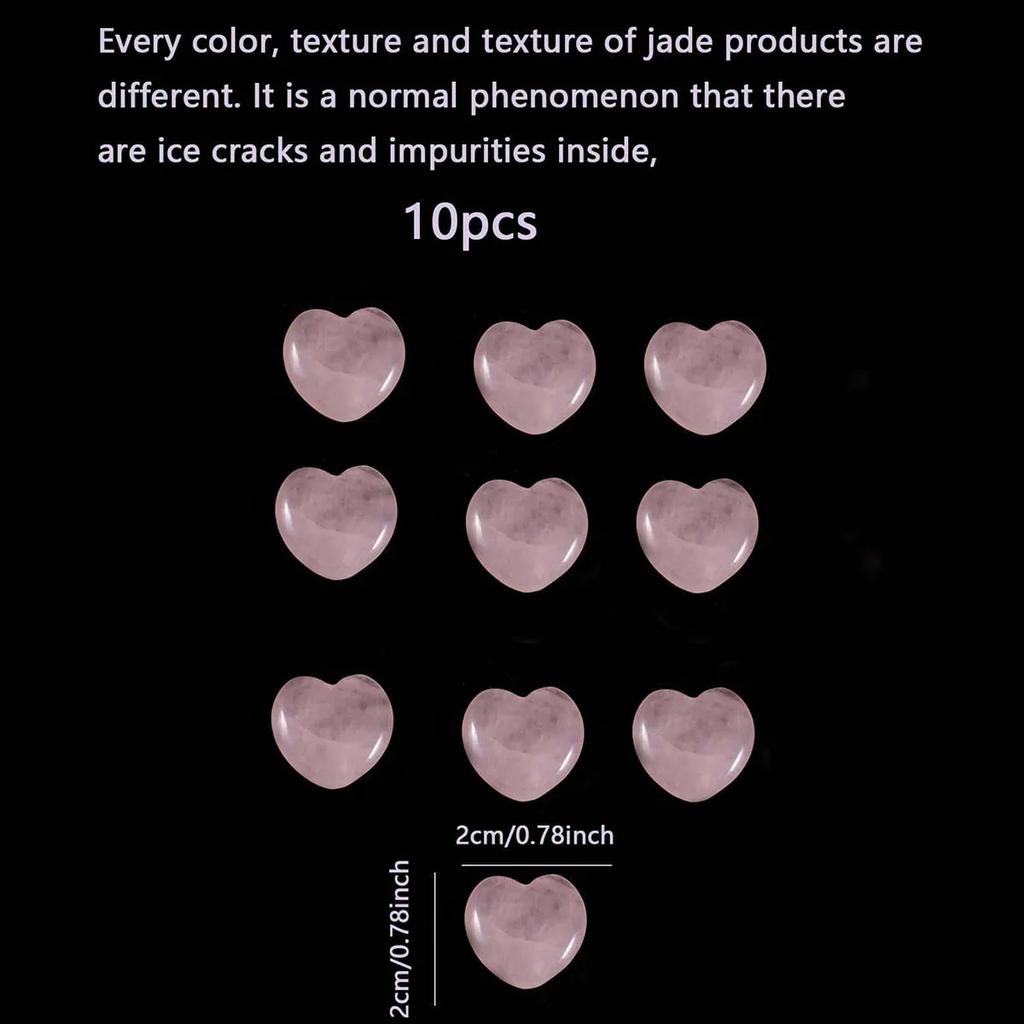 10pcs Natural Heart Shaped Cute Rose Quartz Natural Palm True Gem Set Spiritual Energy Balance