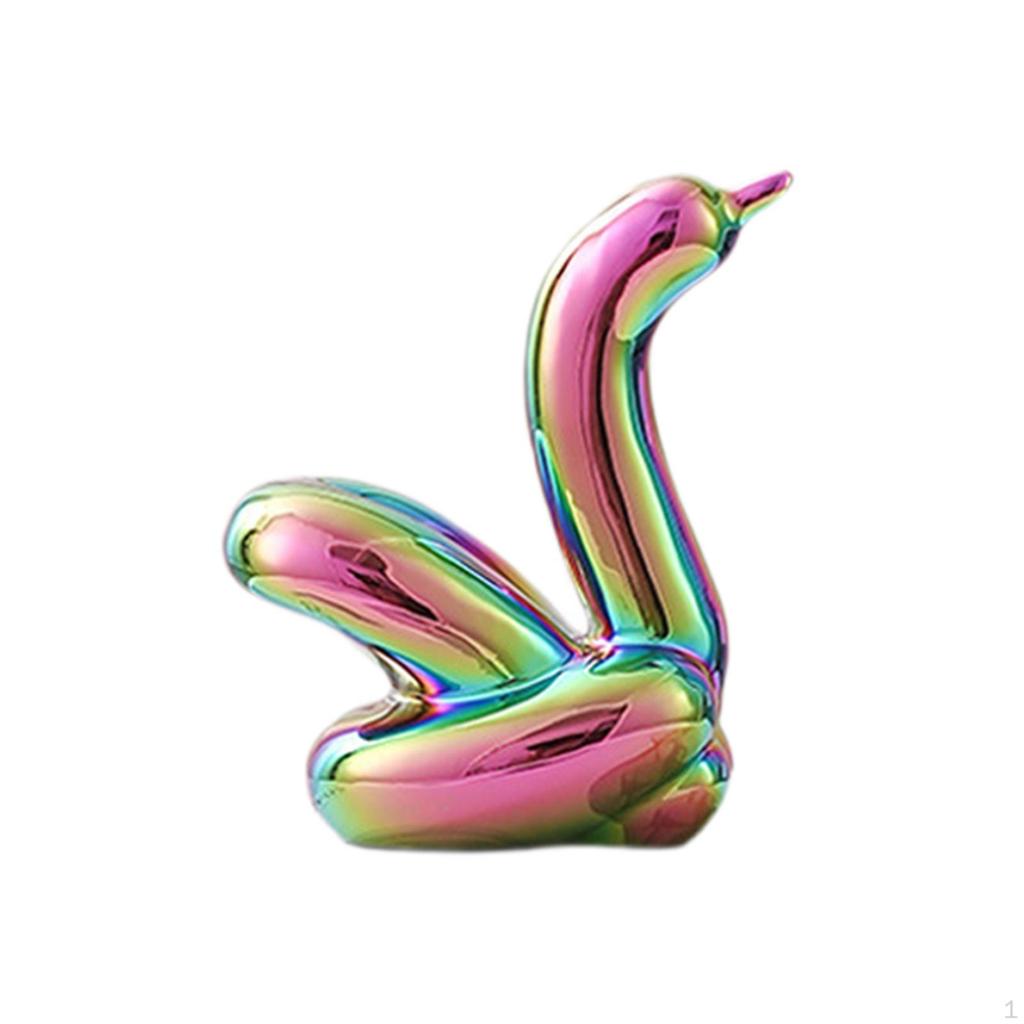 Ceramic Swan Statue Table Decoration Glazed Home Decor for Office Desk Entry