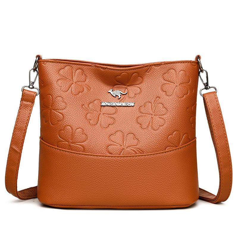 Einfache Bucket Bag Retro Damenhandtasche Großvolumige Pendler-Ein-Schulter-Umhängetasche