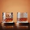Tumbler Whiskey Glass with Base Crystal Whiskey Glasses Rotating Spinning Wine Brandy Glass Cup Drinkware for Bar Home