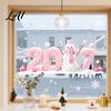 Festive Home Window Ornaments 2027 Christmas Static Clings Snowman Snowflake Holly Glass Stickers Clear Vivid Film Reusable Xmas Decals for