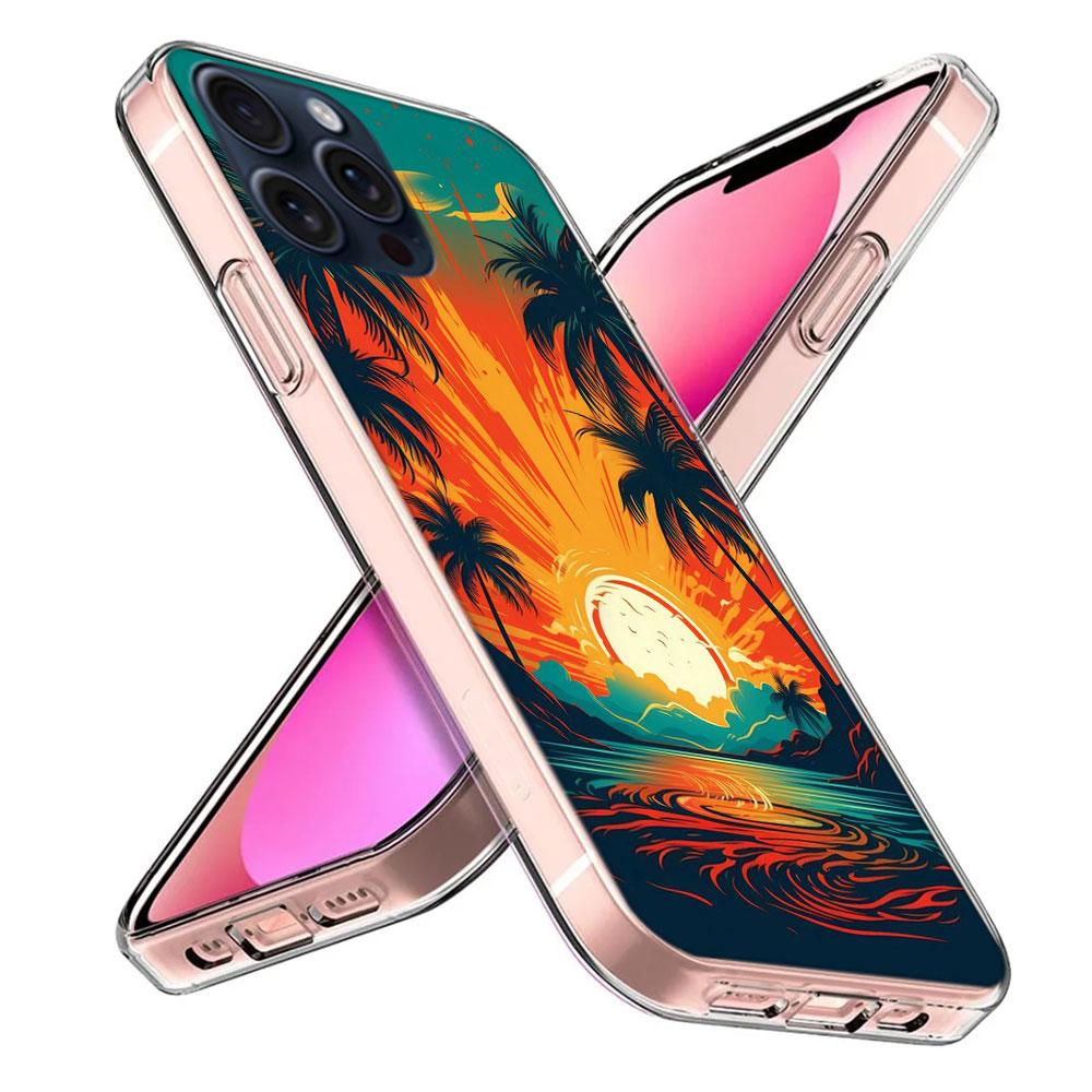 Beautiful Seaside Coconut Trees Clear Phone Case For Iphone 17 Air 16 Pro Max 15 Pro 14 Plus 17E 16E 11 13 12 Mini Cover Cases F
