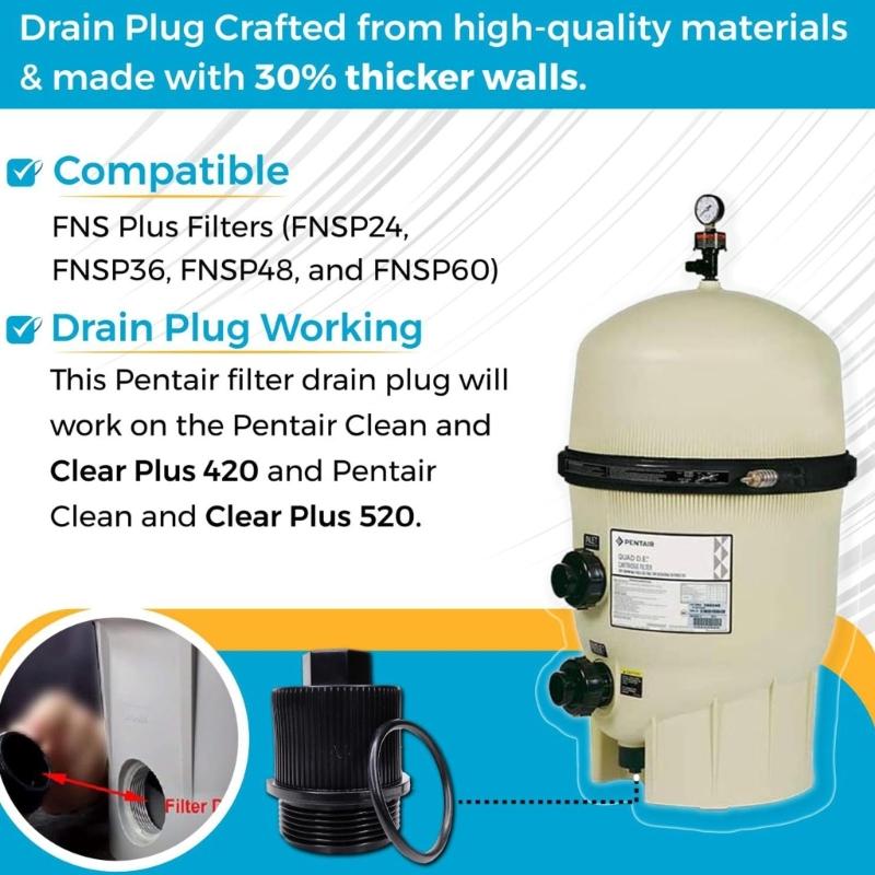 Filter Drain Plug with O Rings 190030 Drain Plug Caps Assembly Drain Caps Heavy Duty Pool Replacement Parts Enduring