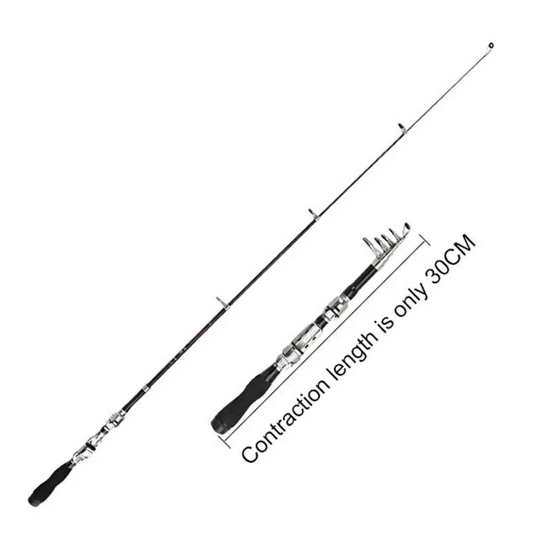 Mini Portable Carbon Fiber Small Sea Rod Small Throwing Rod 1m-2.3m Telescopic Fishing Rod Super Hard Fishing Rod Sea Rod Fishing Gear Set