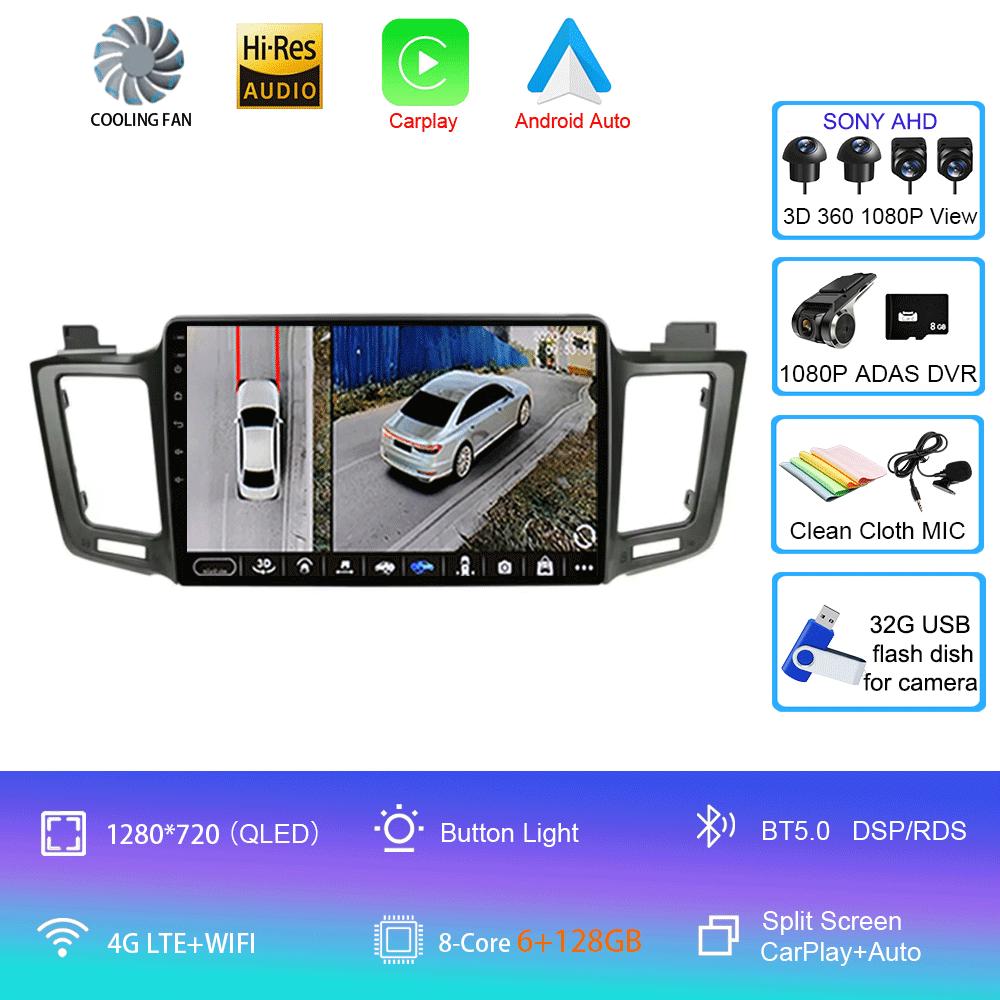 Android 14 For Toyota RAV4 RAV 4 2013 2014 2015 2016 2017 Multimedia Player 4G Carplay Car Radio GPS Stereo Head Unit Auto