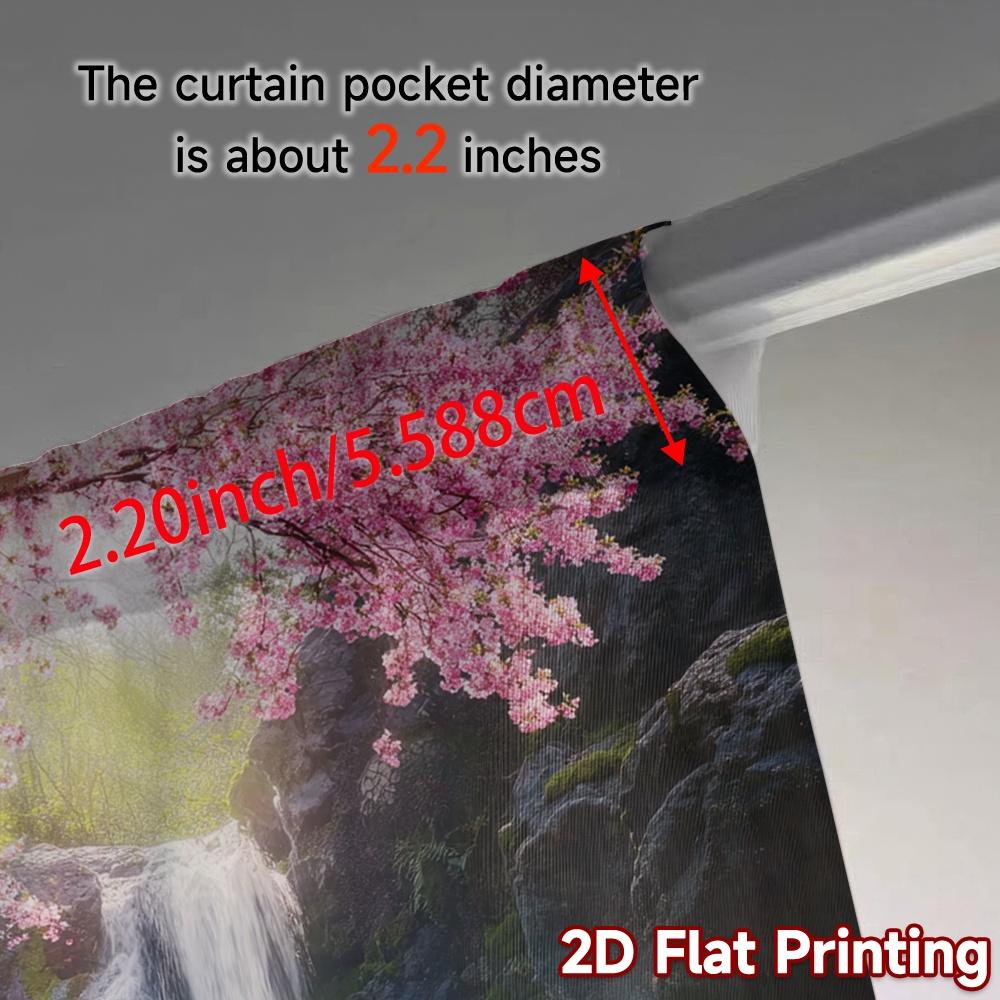 2pcs, 2D FLAT PRINTING Curtains (Without Rod) Blossom Falls Chic Minimalist Curtains Durable 100% Polyester Fabric Curtains