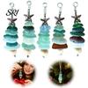 Colorful Glass Ornament Sea Tree Ornament, Handmade Starfish Hanging Nautical Pendant Decoration, Coastal Style for Christmas Tree, Bag Charm Artistic
