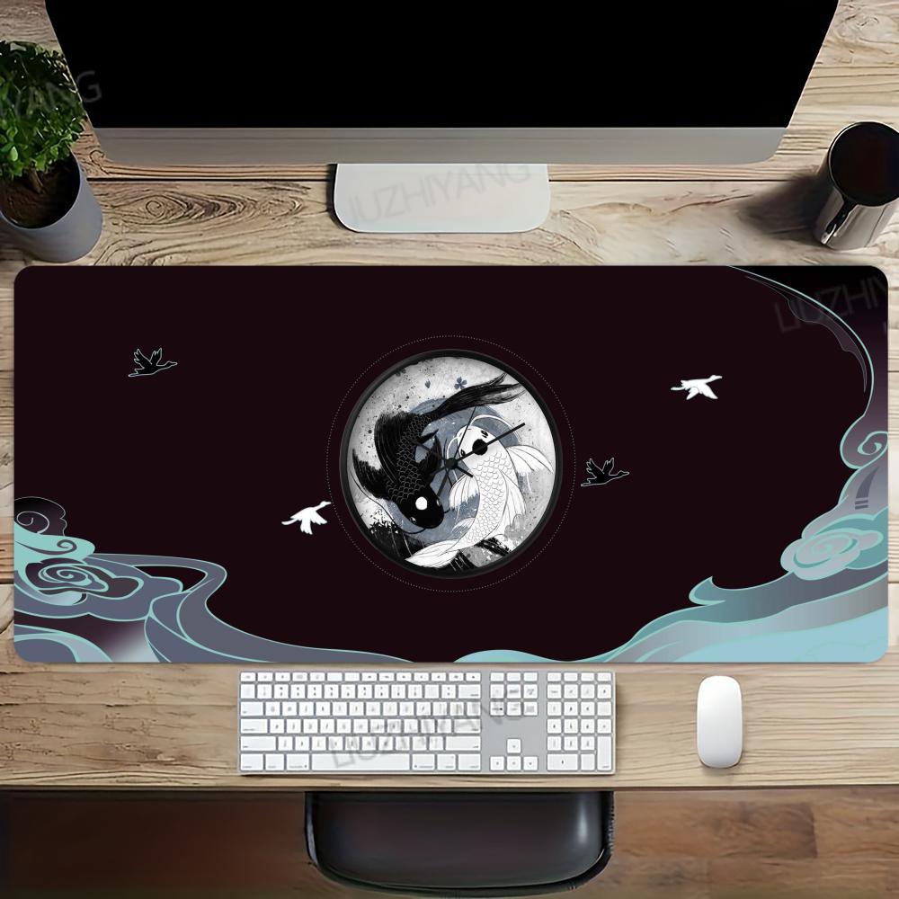 Yin Yang Fish Koi Multisize Mouse Pad Japanese Style Gamer Xxl Office Keyboard Mousemat Black White Carpets Mousepad For Laptop