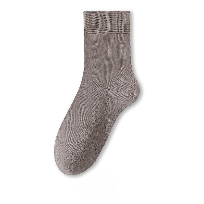 Men Spring and Autumn Pure Color Cotton Antibacterial Sweat Absorbent Breathable Boneless Massage Bottom Socks