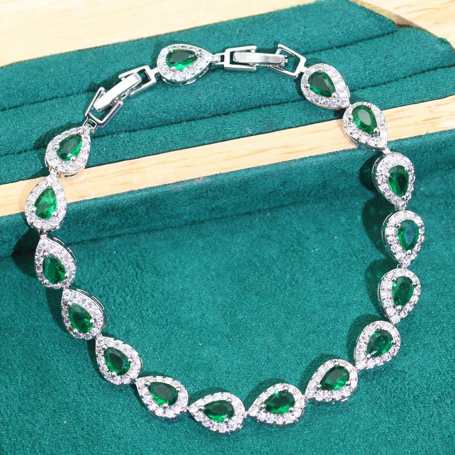 European and N Seiko Light Luxury Color Jewelry New Bracelet Water Drop Micro Inlay Zircon Luxury Bracelet Zircon Jewelry