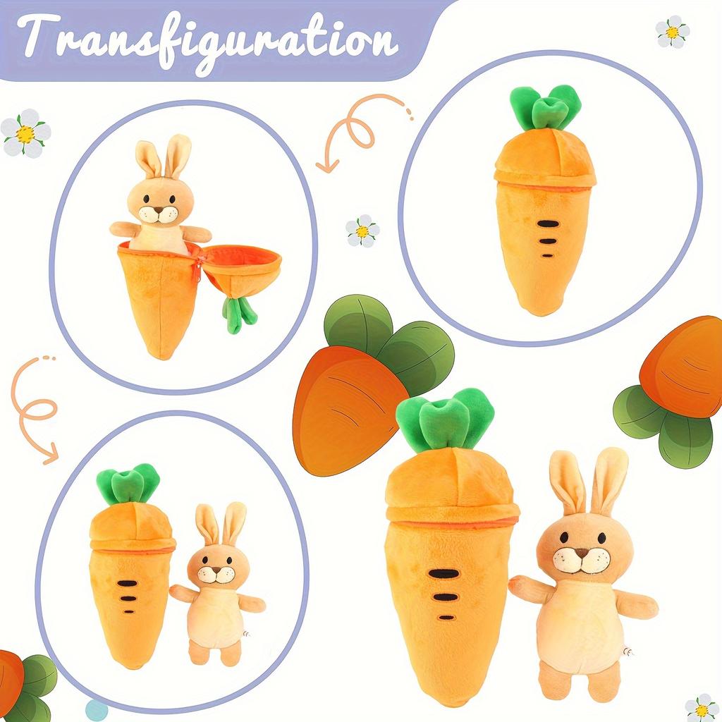 28cm Easter Plush Carrot Bunny Stuffed Surprise Zip Up Rabbit Hideaway Inspired Gift Birthday Decor Creative Throw Plush Toys