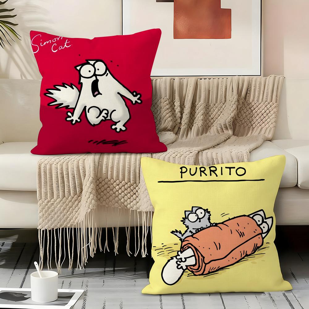 S-simon's Cute Cat Pillow Case Pillowcase, Double-sided Printed, Sofa Cushion, Bedroom Headboard Pillow