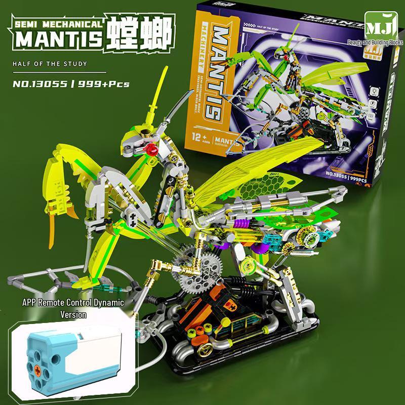 MeiJi 13059 Tier-Modellbausteine: Mechanisches Wal, Hai, Dinosaurier, Papagei, Gottesanbeterin Steckbausatz Spielzeug