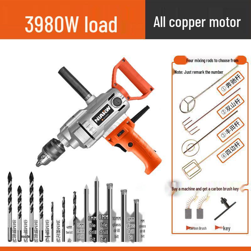 High-Power Electric Mixer for Paint, Putty, Powder, Cement, and Mortar