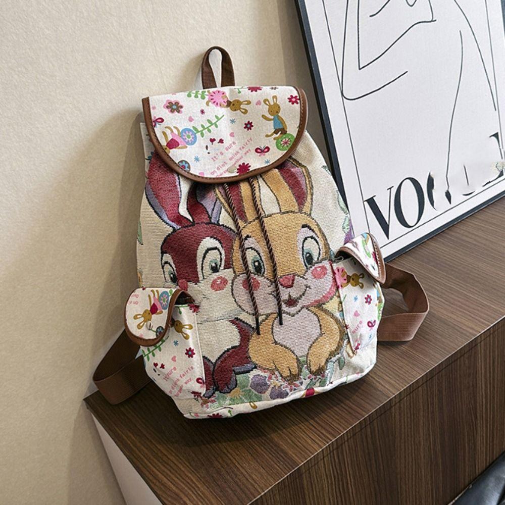 Jacquard Ethnic Style Backpack Bohemian Casual Shoulder Bag Elephant Embroidery Knapsack Lady