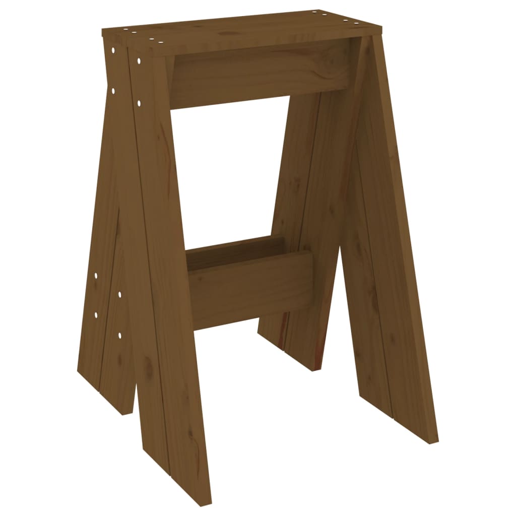 Stool Set 2 Pcs Honey Brown 40 X 40 X 60 Cm Solid Pine Wood