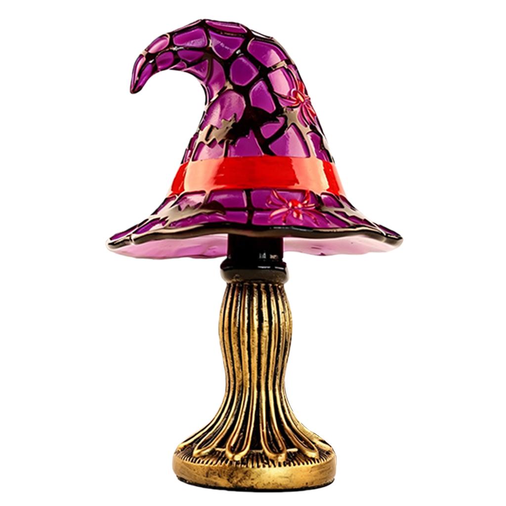Witch Hat Table Lamp Halloween Gothic Resin Stained Glass Night Light Party Decor Mood Atmosphere Desk